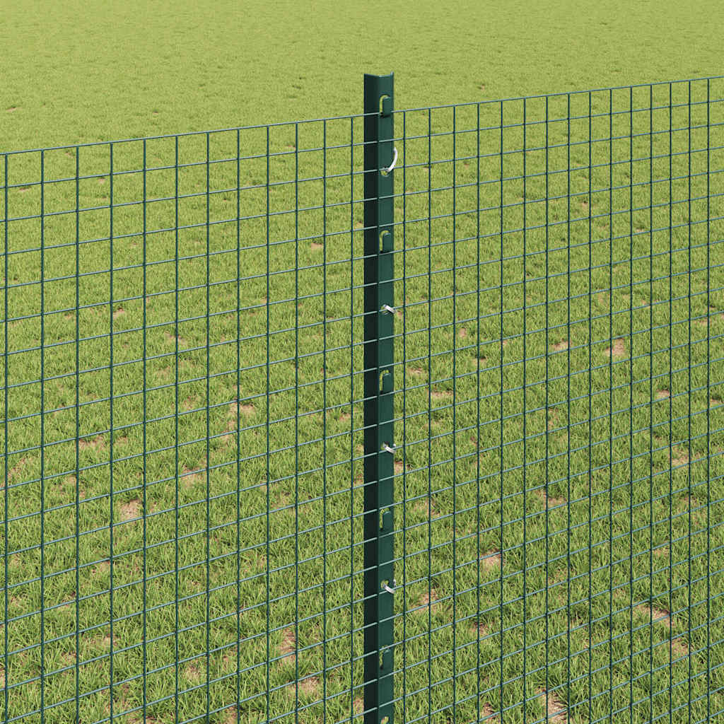 Welded Wire Fence with Posts 10 x 1.4 m PVC-Coated Steel Green