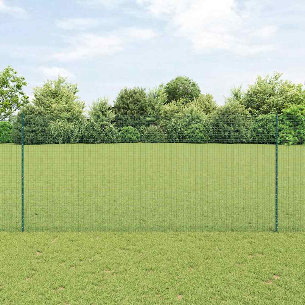 Welded Wire Fence with Posts 10 x 1.4 m PVC-Coated Steel Green