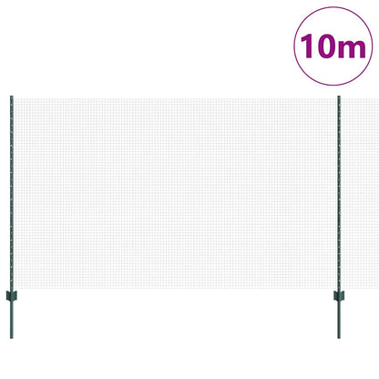 Welded Wire Fence with Posts 10 x 1.4 m PVC-Coated Steel Green