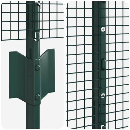 Welded Wire Fence with Posts 10 x 1.6 m PVC-Coated Steel Green