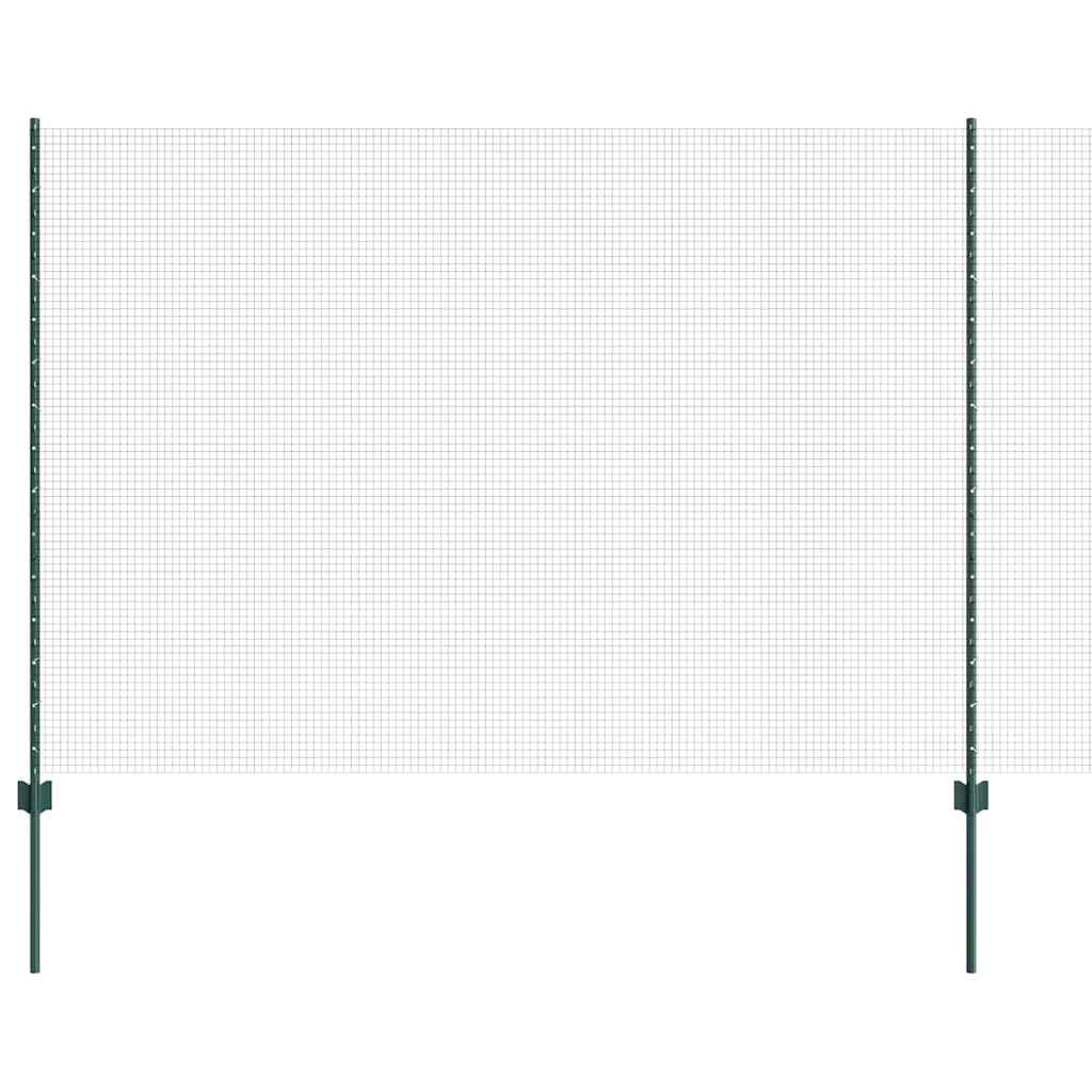 Welded Wire Fence with Posts 10 x 1.6 m PVC-Coated Steel Green