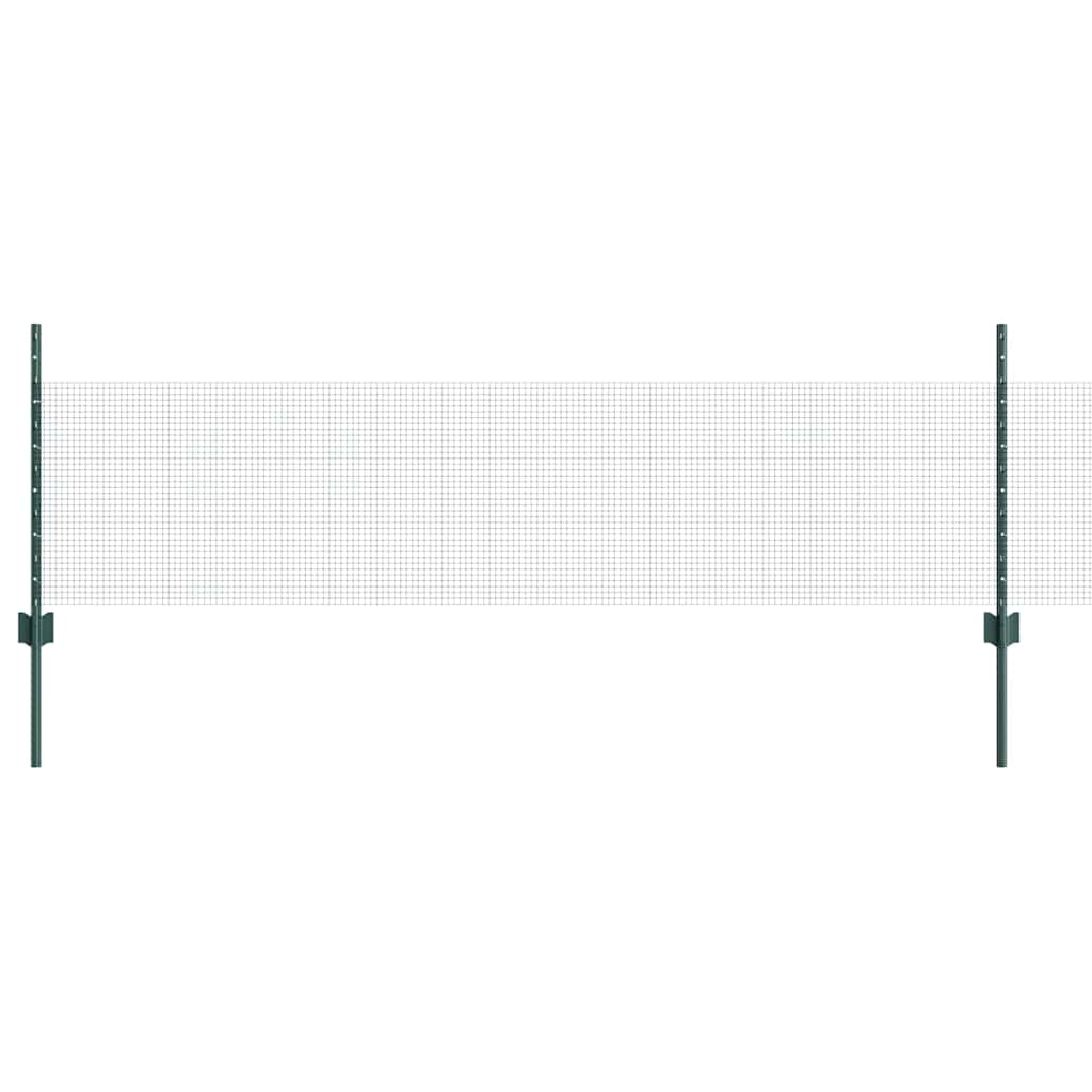 Welded Wire Fence with Posts 25 x 0.5 m Galvanised Steel Green