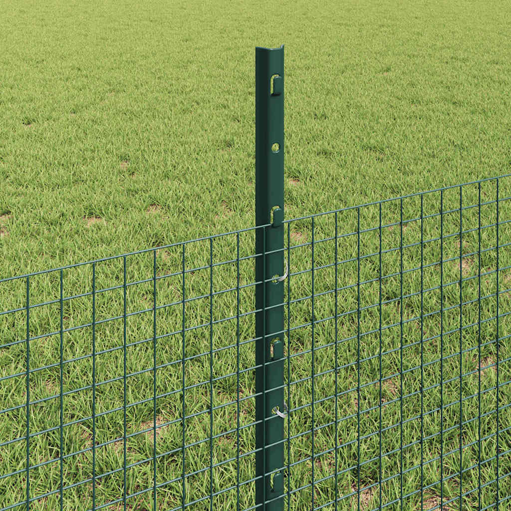 Welded Wire Fence with Posts 25 x 0.5 m Galvanised Steel Green
