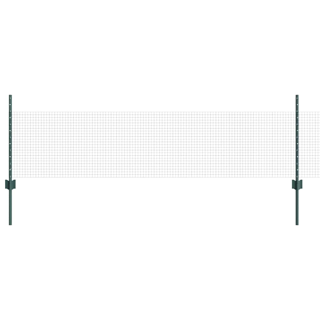 Welded Wire Fence with Posts 25 x 0.5 m Galvanised Steel Green