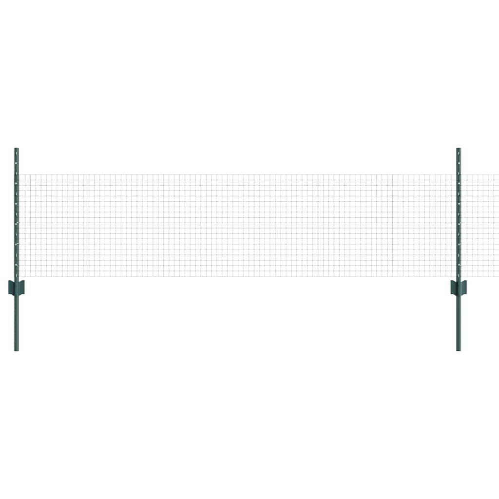 Welded Wire Fence with Posts 25 x 0.5 m Galvanised Steel Green