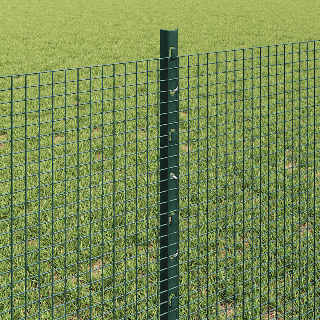 Welded Wire Fence with Posts 25 x 0.6 m PVC-Coated Steel Green