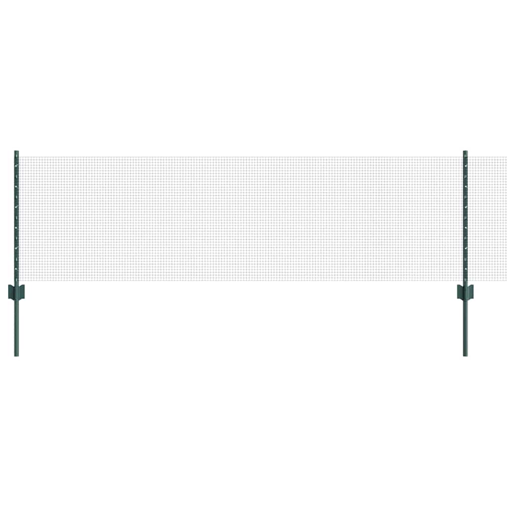 Welded Wire Fence with Posts 25 x 0.6 m PVC-Coated Steel Green