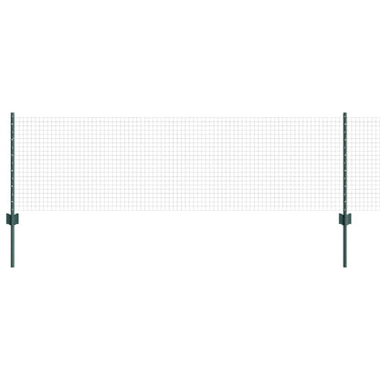 Welded Wire Fence with Posts 25 x 0.6 m PVC-Coated Steel Green