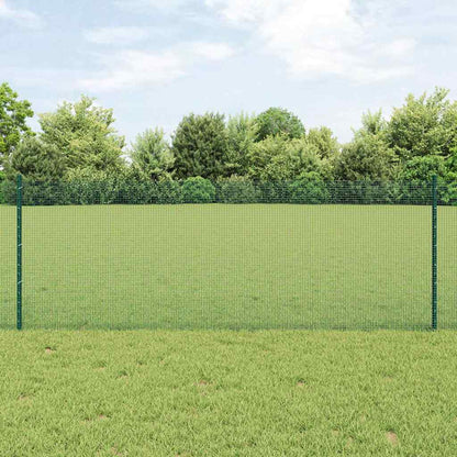 Welded Wire Fence with Posts 25 x 0.8 m PVC-Coated Steel Green