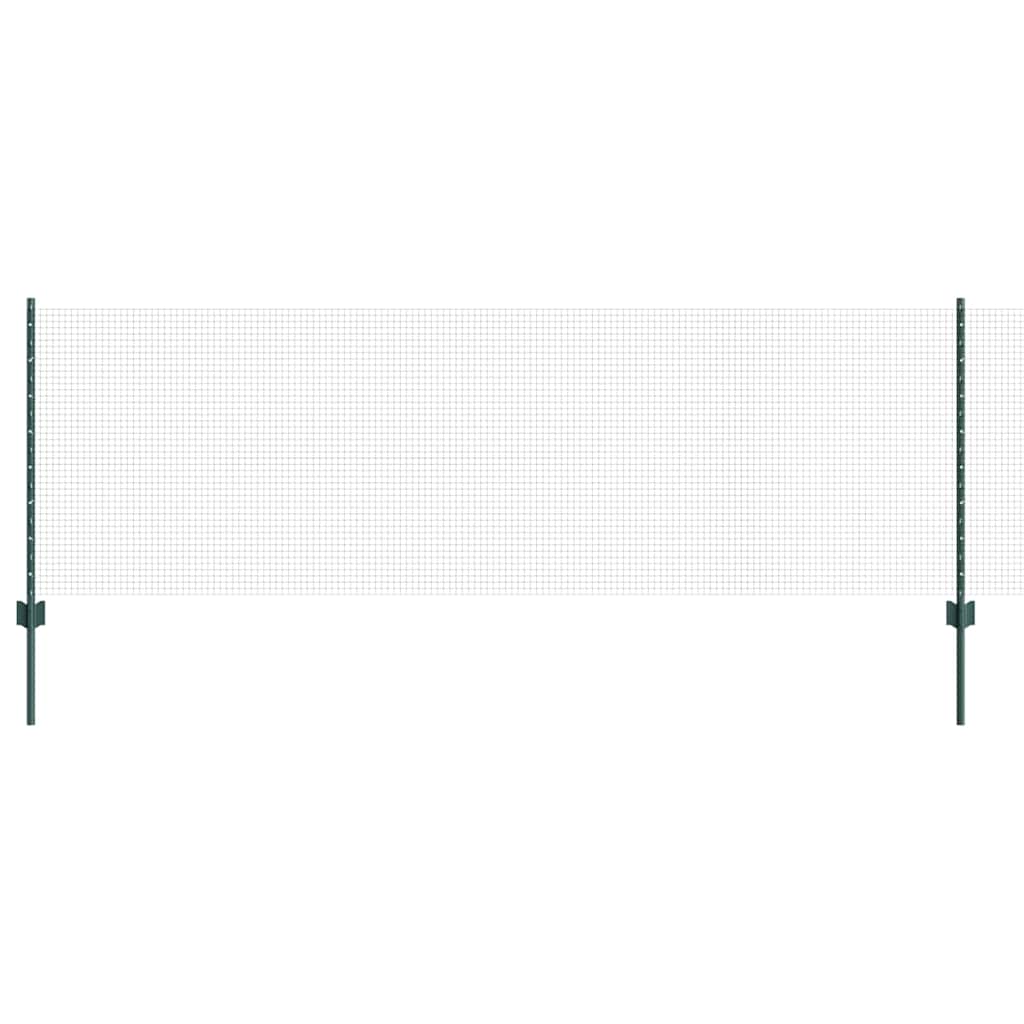 Welded Wire Fence with Posts 25 x 0.8 m PVC-Coated Steel Green