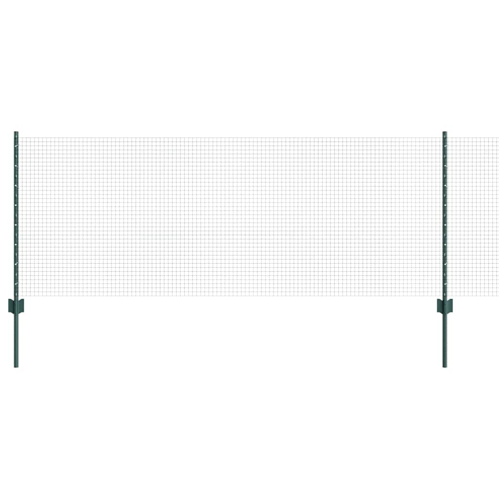 Welded Wire Fence with Posts 25 x 0.8 m PVC-Coated Steel Green