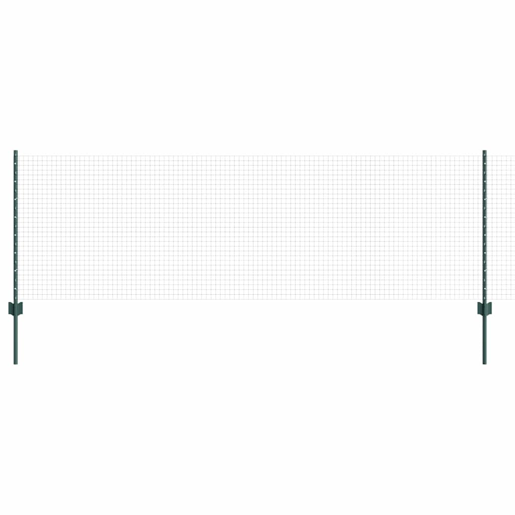 Welded Wire Fence with Posts 25 x 0.8 m PVC-Coated Steel Green