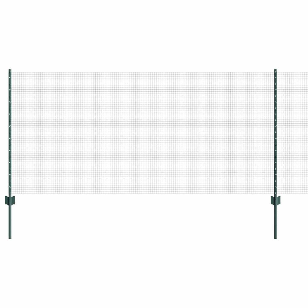 Welded Wire Fence with Posts 25 x 1 m Galvanised Steel Green