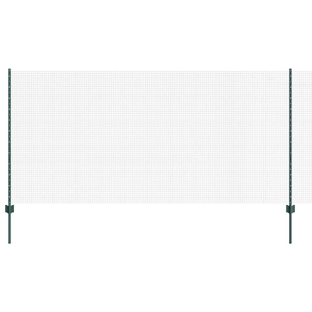 Welded Wire Fence with Posts 25 x 1.2 m PVC-Coated Steel Green