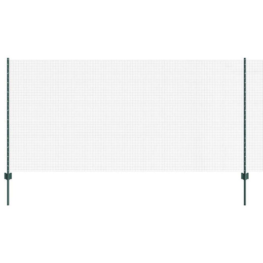 Welded Wire Fence with Posts 25 x 1.2 m PVC-Coated Steel Green