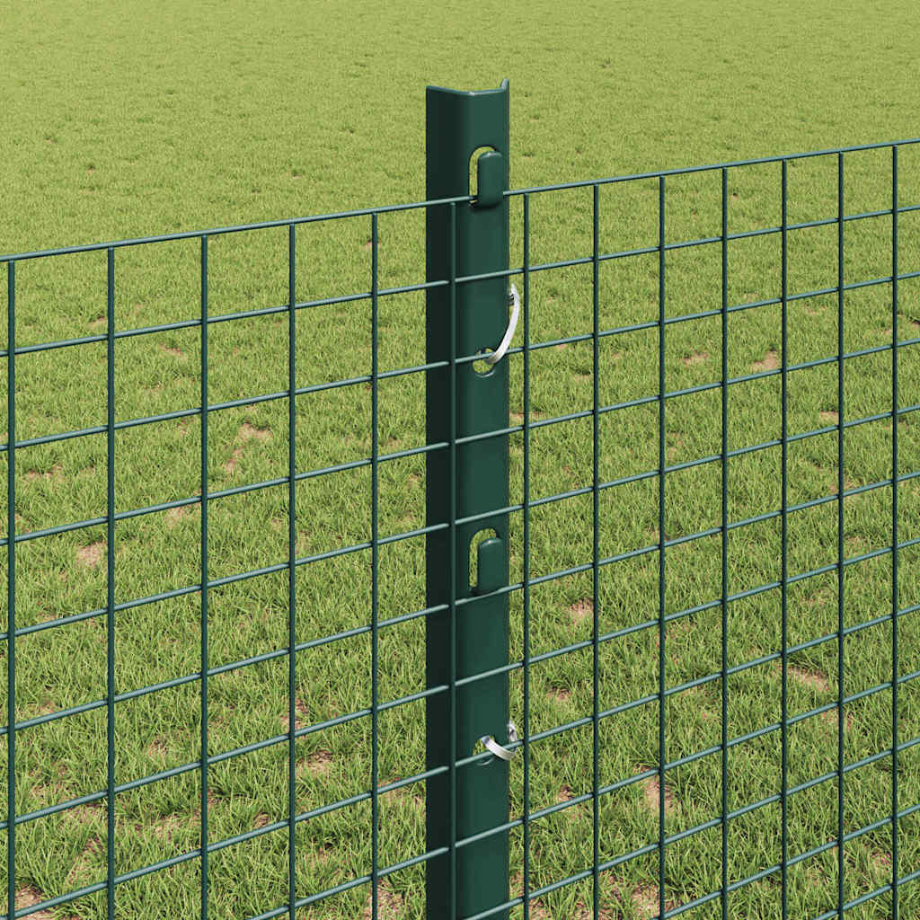 Welded Wire Fence with Posts 25 x 1.2 m PVC-Coated Steel Green