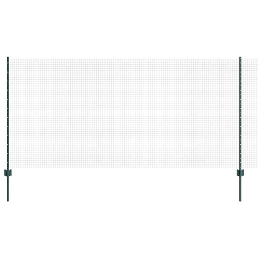 Welded Wire Fence with Posts 25 x 1.2 m PVC-Coated Steel Green