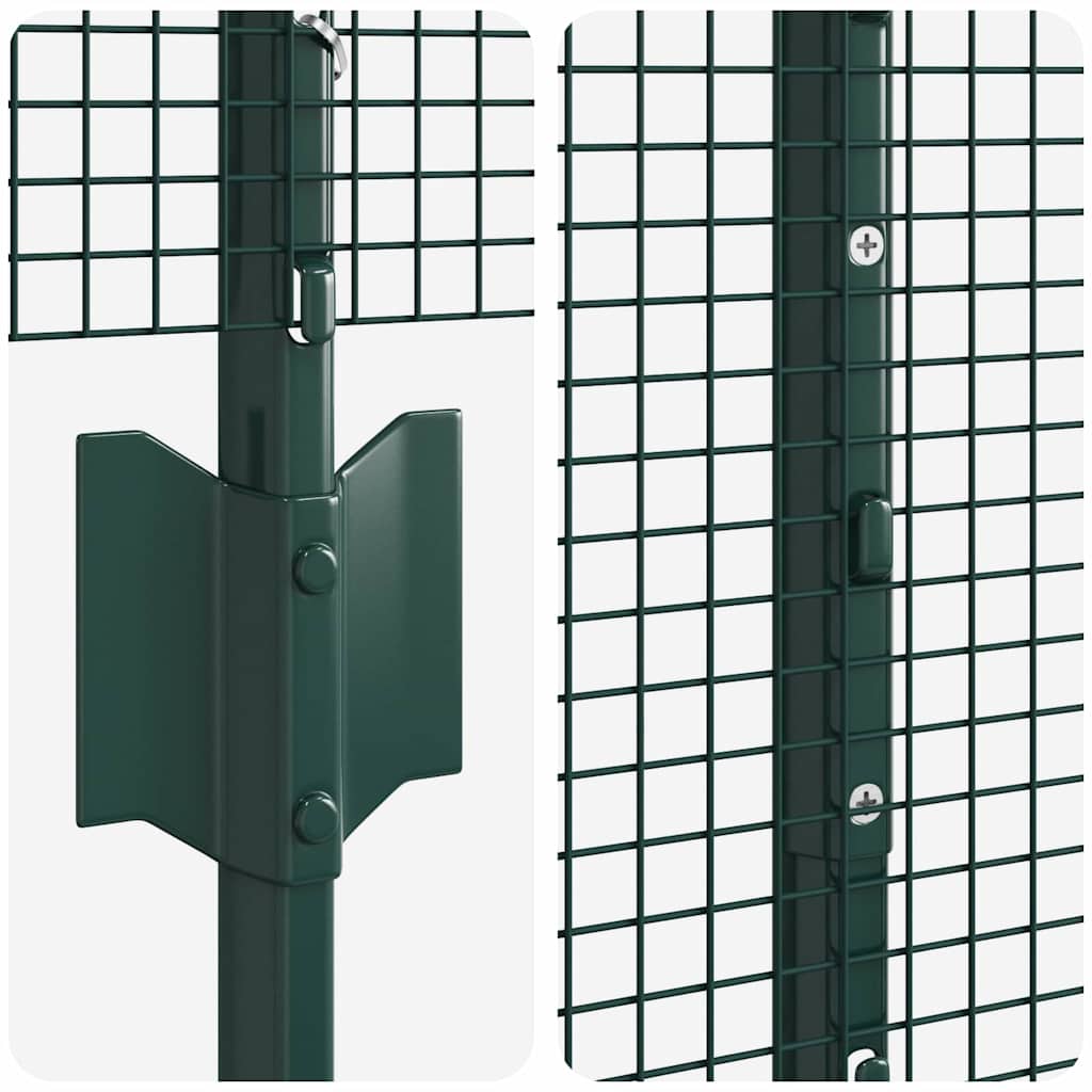 Welded Wire Fence with Posts 25 x 1.6 m PVC-Coated Steel Green