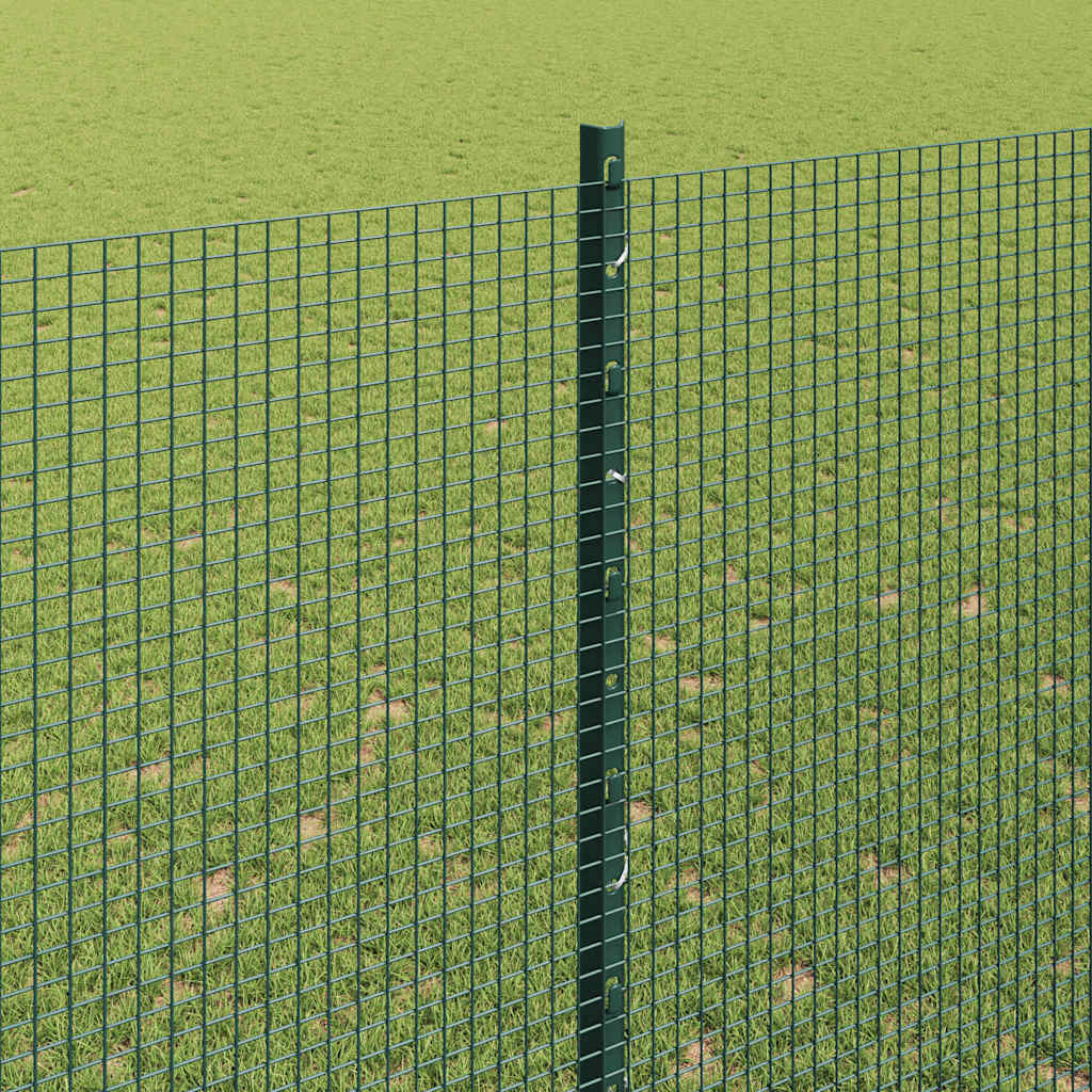 Welded Wire Fence with Posts 25 x 1.6 m PVC-Coated Steel Green