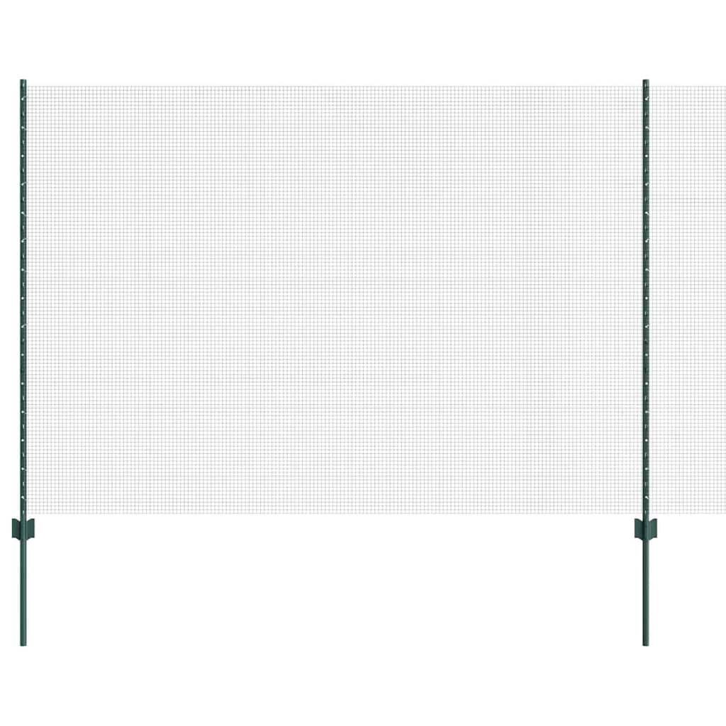Welded Wire Fence with Posts 25 x 1.6 m PVC-Coated Steel Green