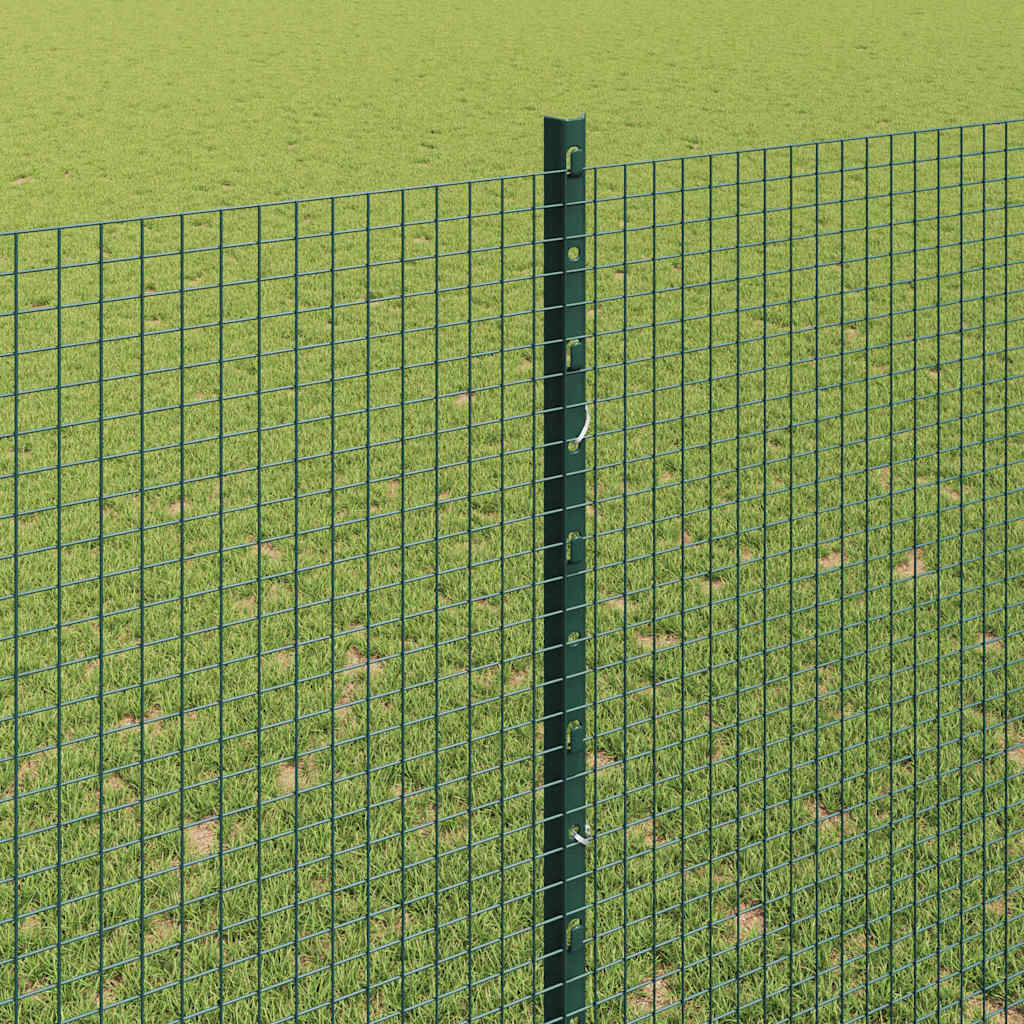 Welded Wire Fence with Posts 25 x 1.6 m PVC-Coated Steel Green