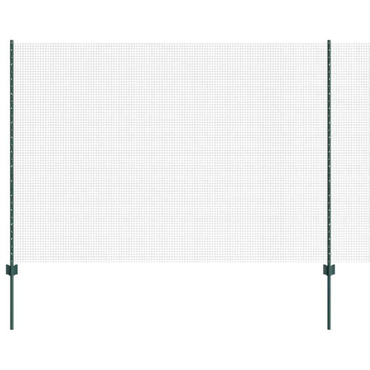 Welded Wire Fence with Posts 25 x 1.6 m PVC-Coated Steel Green