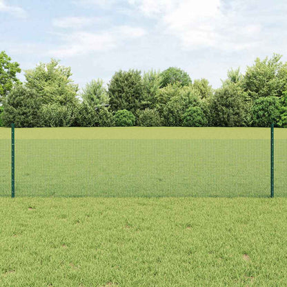 Welded Wire Fence with Posts 50 x 0.5 m PVC-Coated Steel Green
