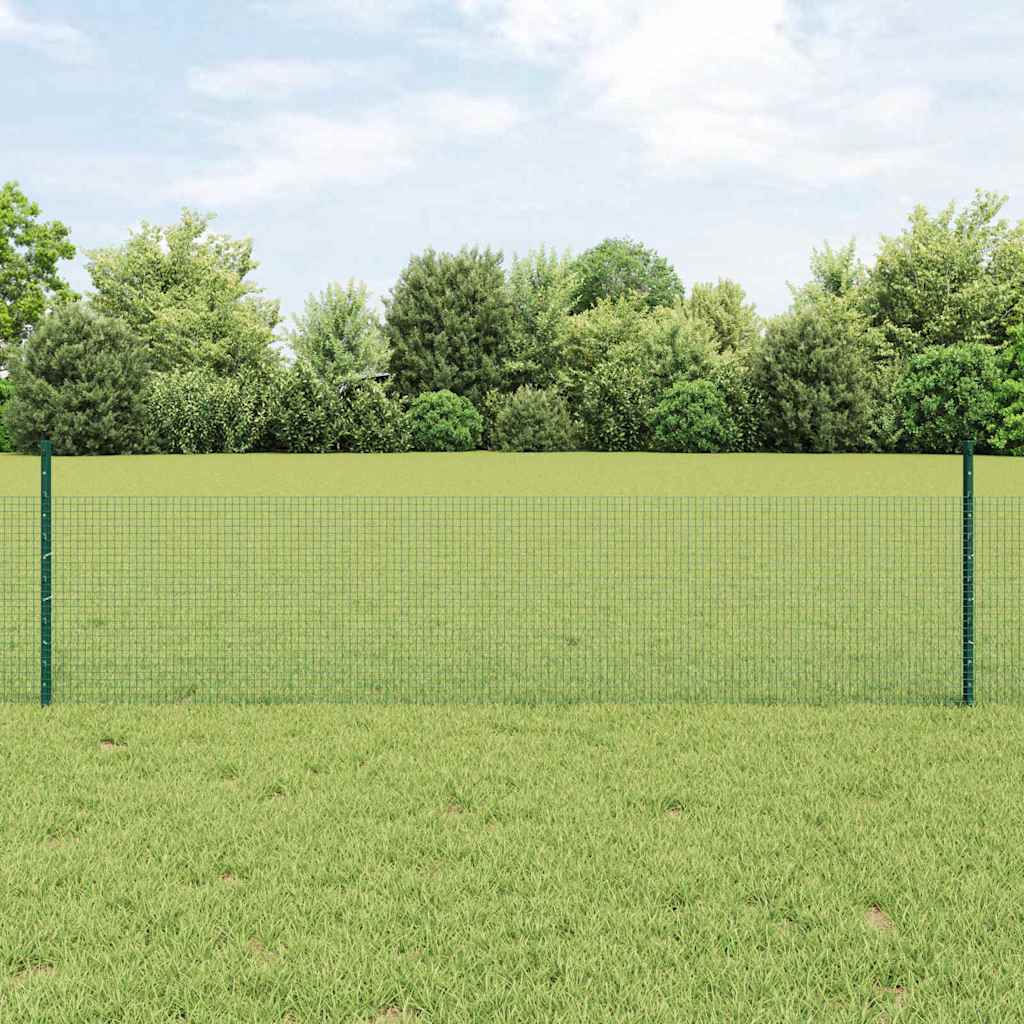 Welded Wire Fence with Posts 50 x 0.5 m PVC-Coated Steel Green