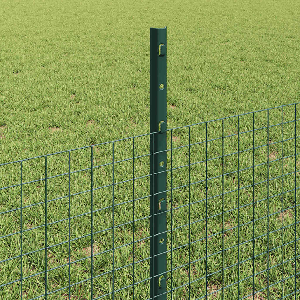 Welded Wire Fence with Posts 50 x 0.5 m PVC-Coated Steel Green