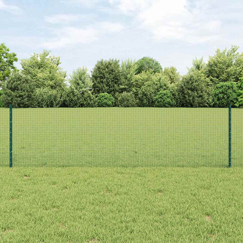 Welded Wire Fence with Posts 50 x 0.6 m PVC-Coated Steel Green