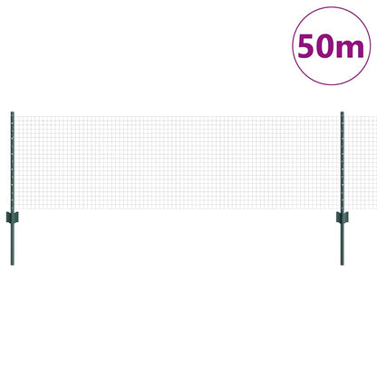 Welded Wire Fence with Posts 50 x 0.6 m PVC-Coated Steel Green