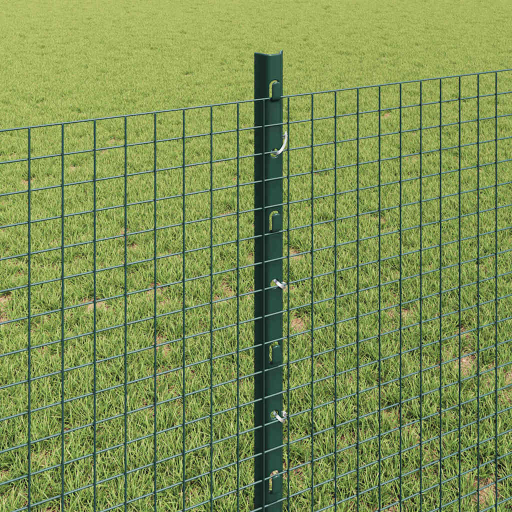 Welded Wire Fence with Posts 50 x 0.8 m PVC-Coated Steel Green