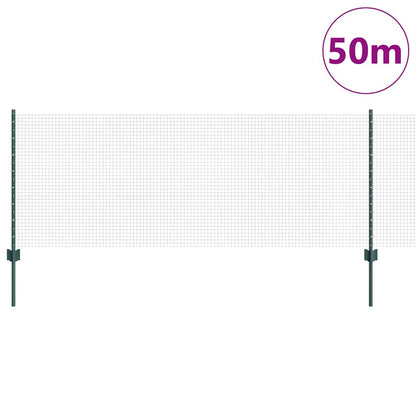 Welded Wire Fence with Posts 50 x 0.8 m PVC-Coated Steel Green
