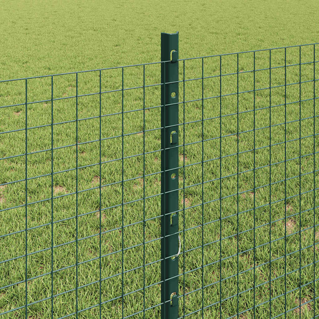 Welded Wire Fence with Posts 50 x 0.8 m PVC-Coated Steel Green