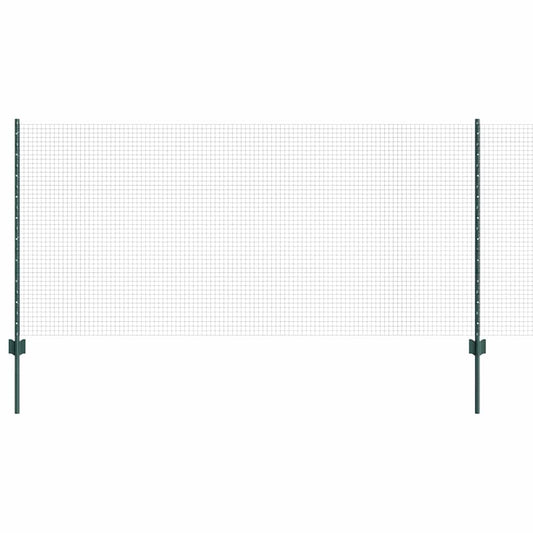 Welded Wire Fence with Posts 50 x 1 m PVC-Coated Steel Green