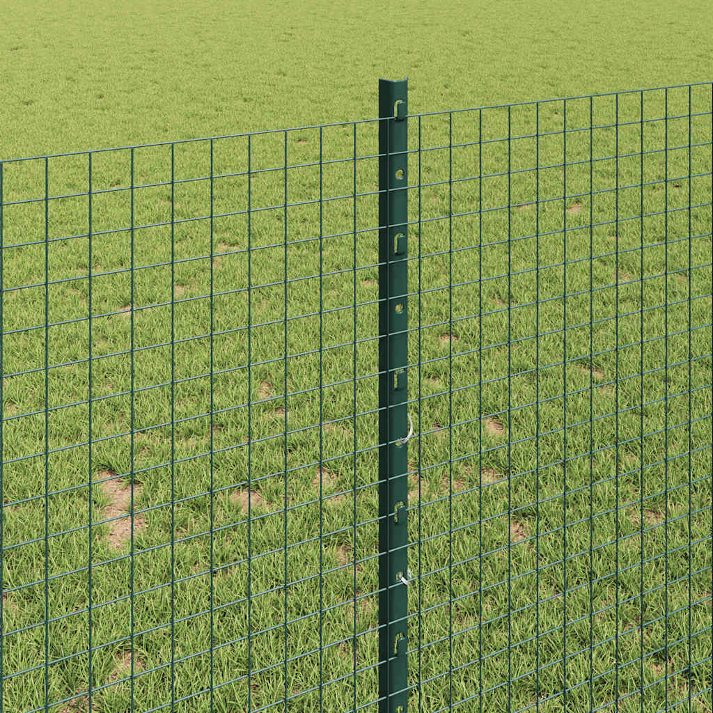 Welded Wire Fence with Posts 50 x 1 m PVC-Coated Steel Green