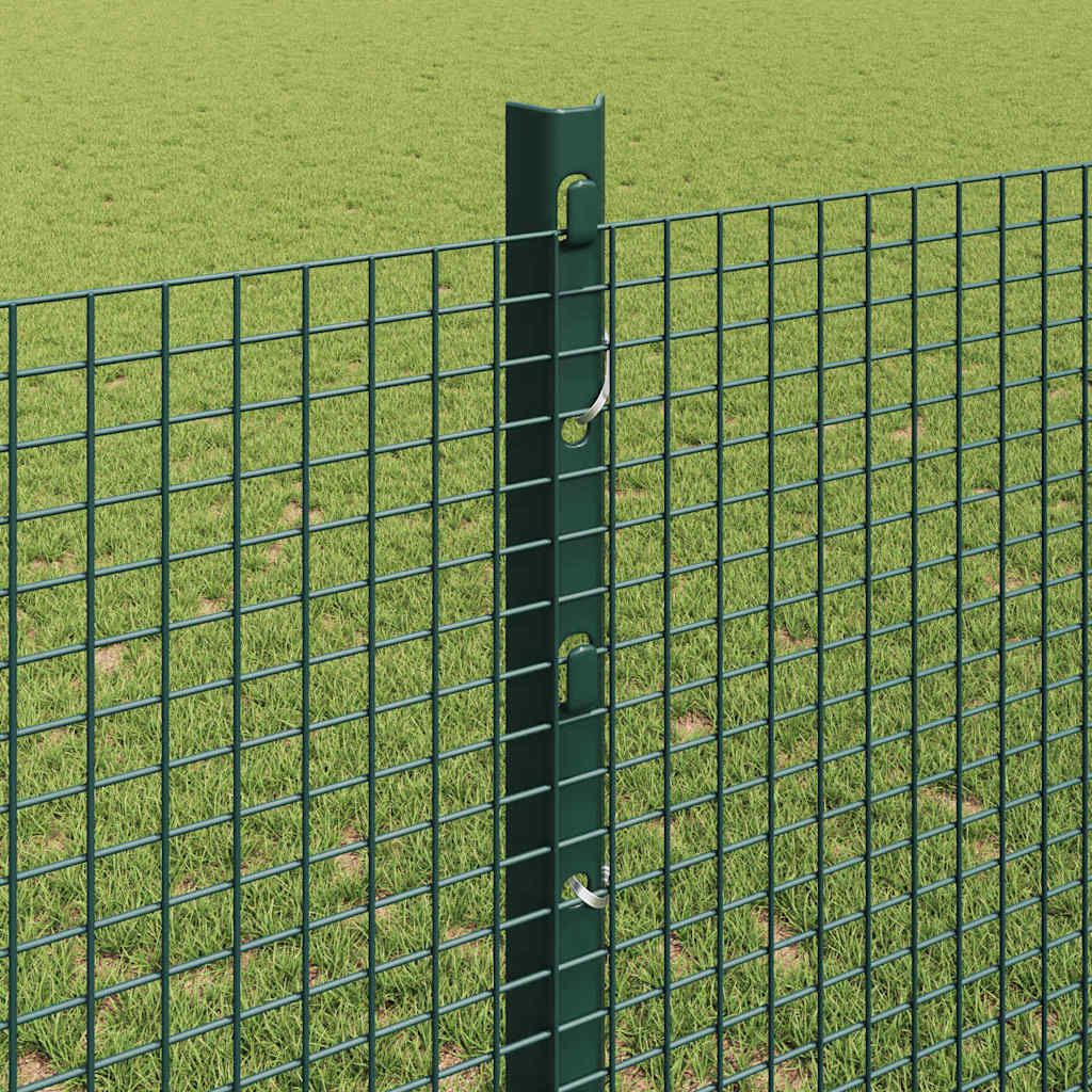 Welded Wire Fence with Posts 50 x 1.2 m PVC-Coated Steel Green