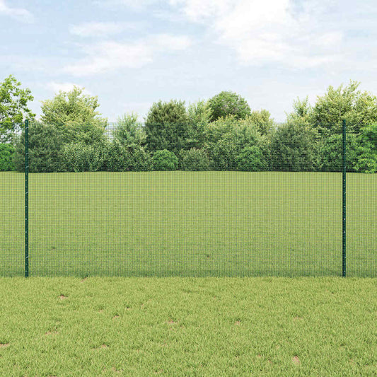 Welded Wire Fence with Posts 50 x 1.2 m PVC-Coated Steel Green