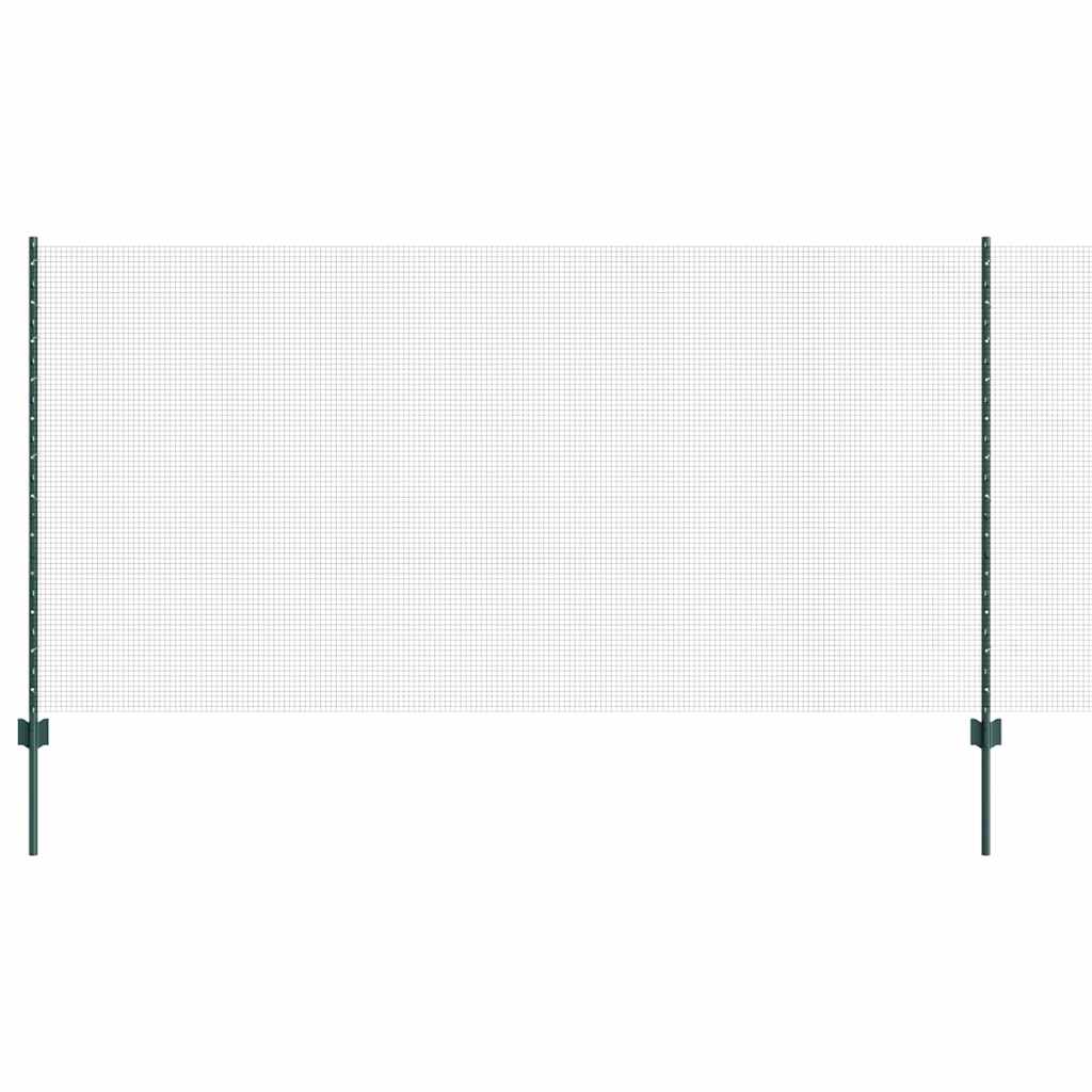 Welded Wire Fence with Posts 50 x 1.2 m PVC-Coated Steel Green