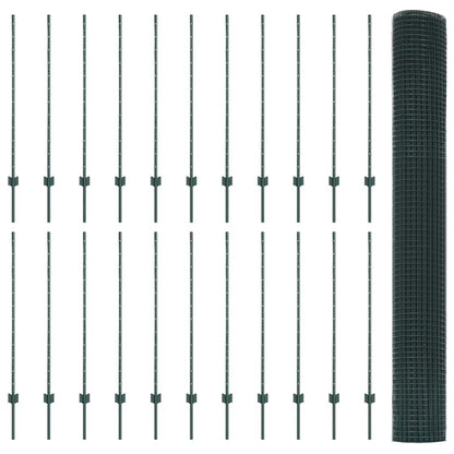 Welded Wire Fence with Posts 50 x 1.2 m PVC-Coated Steel Green