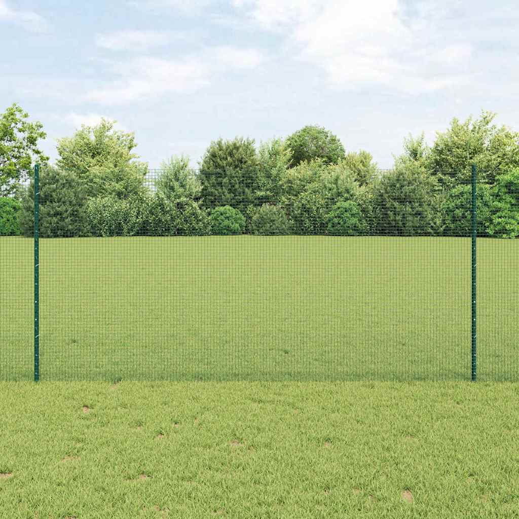 Welded Wire Fence with Posts 50 x 1.2 m PVC-Coated Steel Green