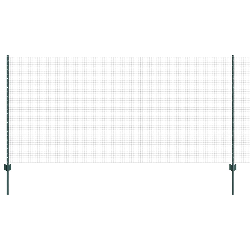 Welded Wire Fence with Posts 50 x 1.2 m PVC-Coated Steel Green