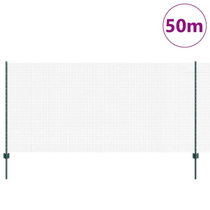 Welded Wire Fence with Posts 50 x 1.2 m PVC-Coated Steel Green