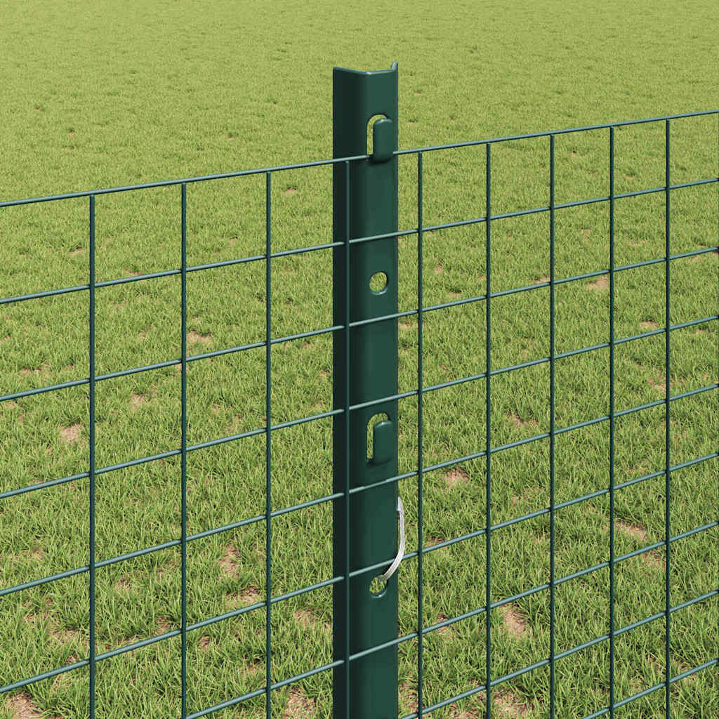 Welded Wire Fence with Posts 50 x 1.2 m PVC-Coated Steel Green