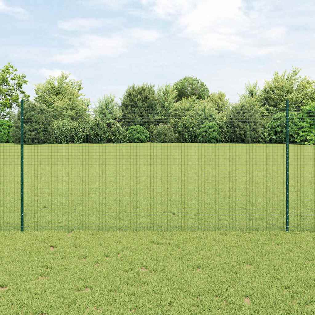 Welded Wire Fence with Posts 50 x 1.2 m PVC-Coated Steel Green