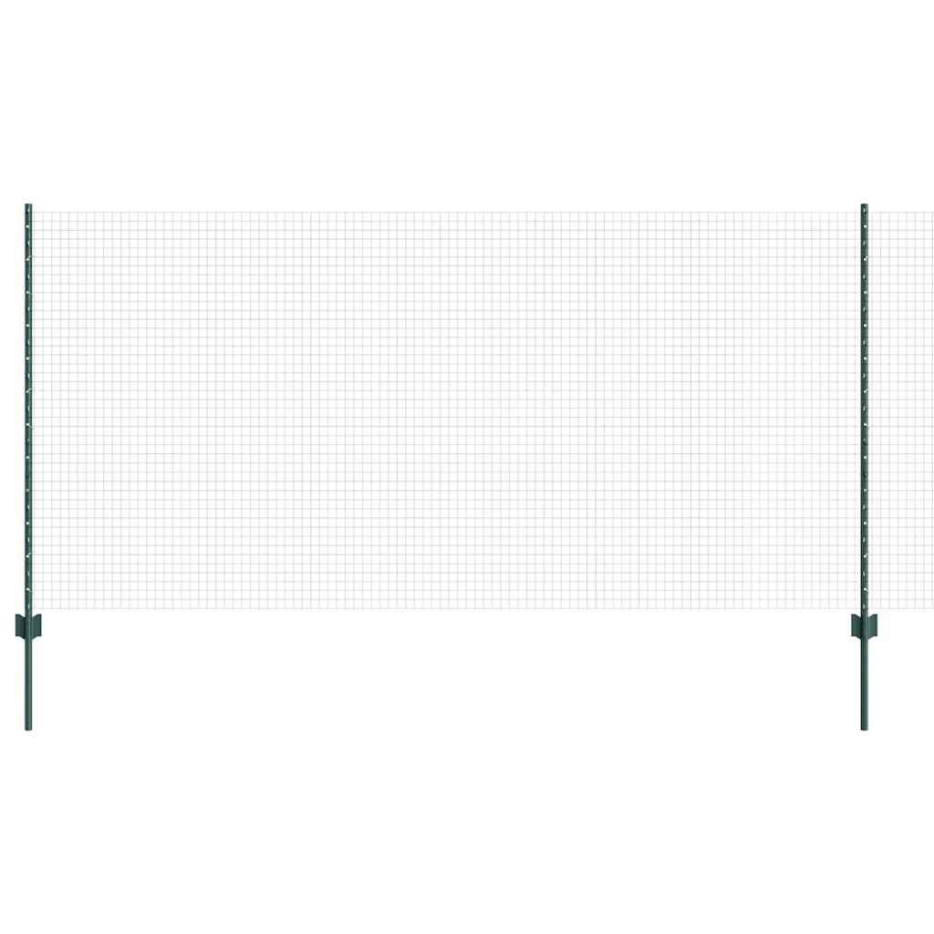 Welded Wire Fence with Posts 50 x 1.2 m PVC-Coated Steel Green