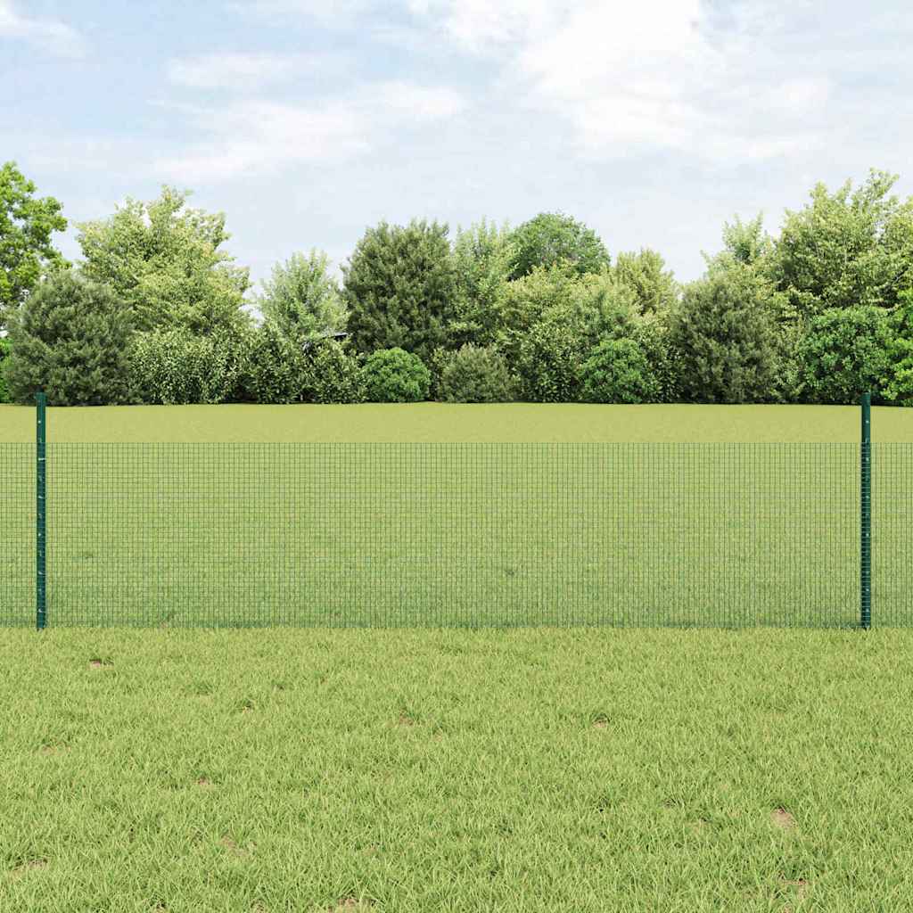 Welded Wire Fence with Posts 100 x 0.5 m PVC-Coated Steel Green