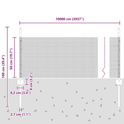 Welded Wire Fence with Posts 100 x 0.5 m PVC-Coated Steel Green