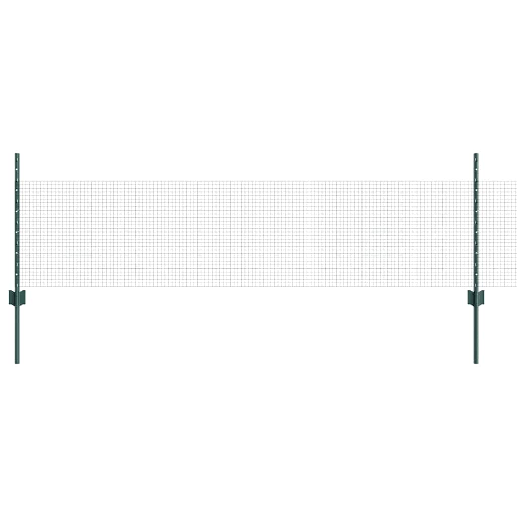 Welded Wire Fence with Posts 100 x 0.5 m PVC-Coated Steel Green