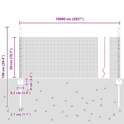 Welded Wire Fence with Posts 100 x 0.5 m PVC-Coated Steel Green